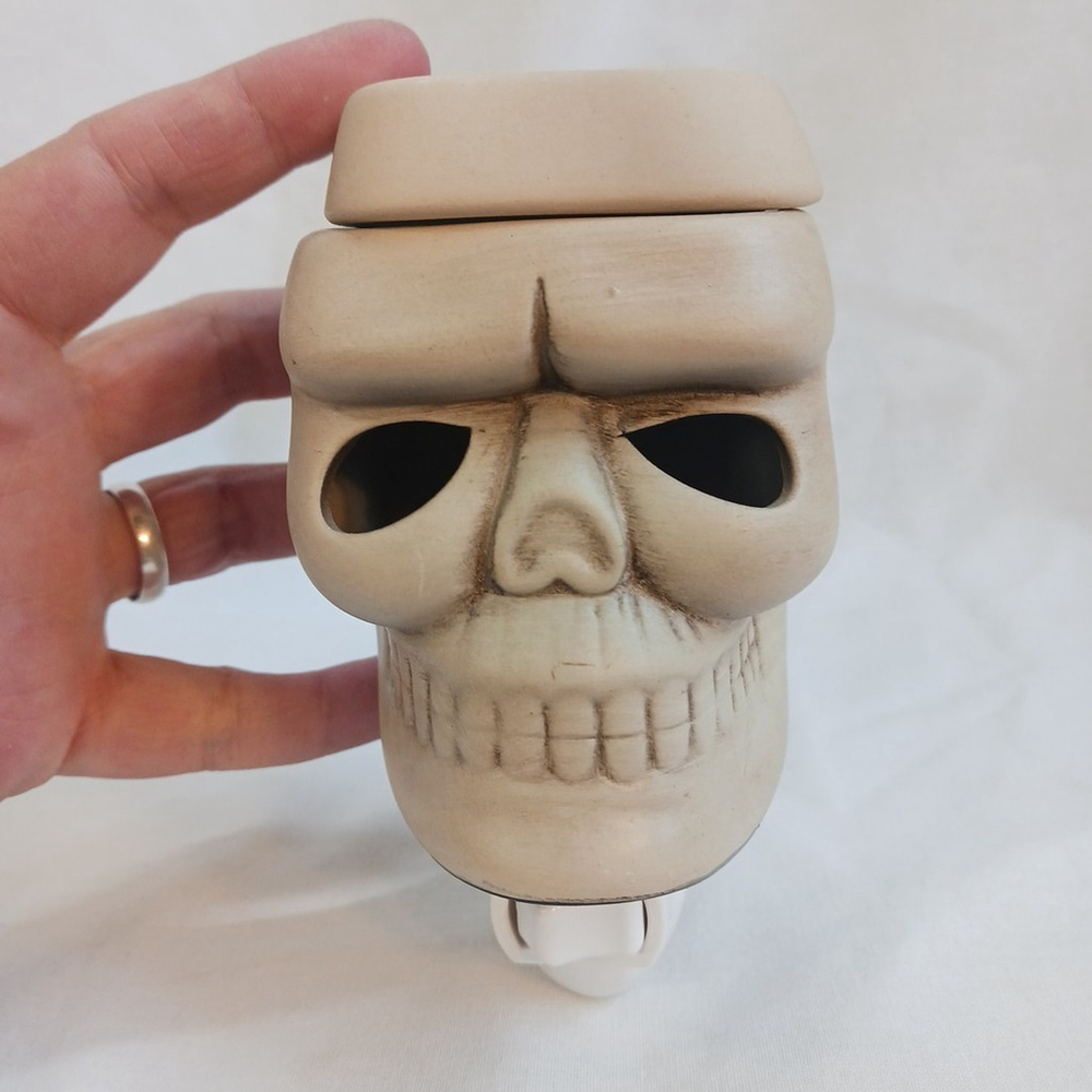 Tuscany Candle Skull Ceramic Wax Warmer Plug In 5.5"